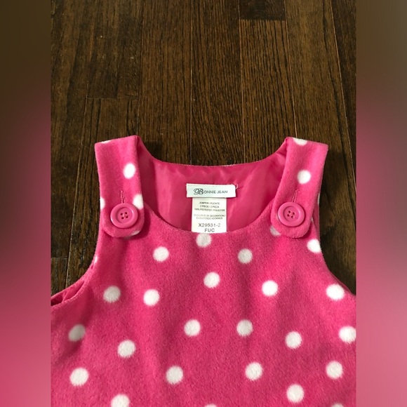 Bonnie Jean Girls 4/4T Pink Fleece Jumper with Polka Dots & Snowman Appliqué - Picture 4 of 9